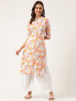 Divena - Floral Printed Straight Kurta - Multi - Color
