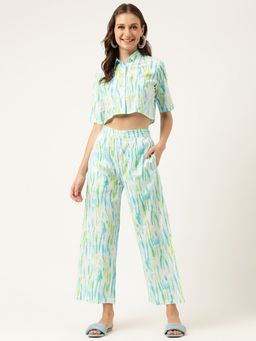 Divena - Tie Dye Printed Cotton Shirt With Pant (Set of 2)