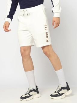 GAP - Men Letter Print Regular Fit Off White Shorts