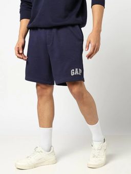 GAP - Men Logo Solid Mid-Rise Navy Blue Shorts