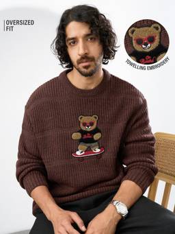 The Souled Store - Teddy Bear On Board Men Oversized Pullovers