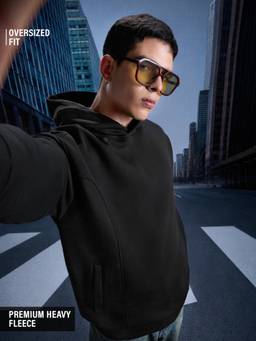 The Souled Store - Solids: Black Eclipse Men Oversized Hoodie