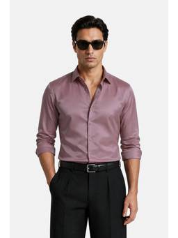 Snitch - Mauve Solid Full Sleeves Slim Formal Shirt for Men