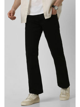 Peter England - Men Black Dark Wash Regular-Fit Jeans