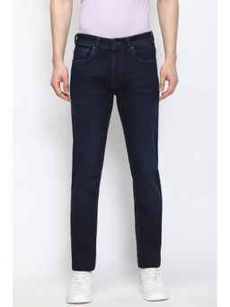 Peter England - Men Navy Blue Light Wash Classic Tapered Jeans