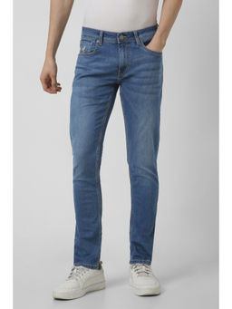Peter England - Men Blue Light Wash Slim Tapered Jeans