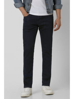 Peter England - Men Navy Blue Light Wash Slim Tapered Jeans
