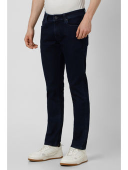 Peter England - Men Navy Blue Light Wash Slim Tapered Jeans