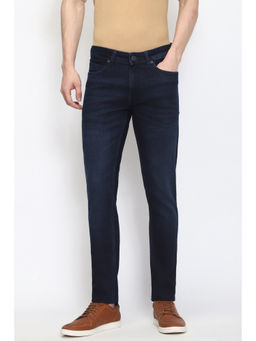 Peter England - Men Navy Blue Light Wash Slim Tapered Jeans