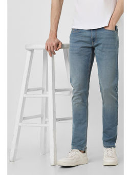 Peter England - Men Blue Light Wash Slim Tapered Jeans