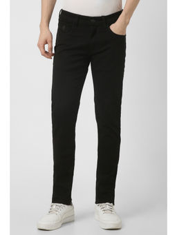 Peter England - Men Black Dark Wash Slim Tapered Jeans