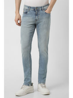Peter England - Men Light Blue Mid Wash Slim Tapered Fit Jeans
