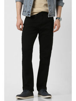 Peter England - Men Black Dark Wash Regular-Fit Jeans
