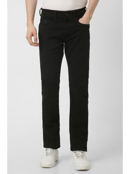 Peter England - Men Black Dark Wash Carrot Fit Jeans
