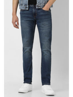 Peter England - Men Navy Blue Mid Wash Skinny Fit Jeans