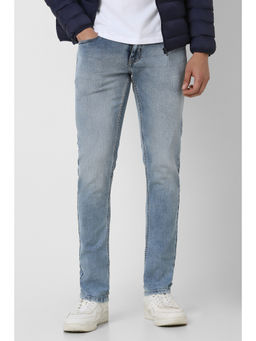 Peter England - Men Light Blue Light Wash Skinny Fit Jeans