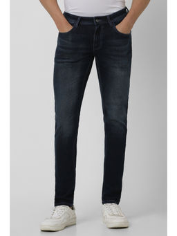 Peter England - Men Navy Blue Mid Wash Skinny Fit Jeans