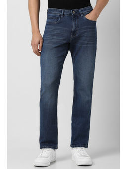 Van Heusen - Men Navy Blue Mid Wash Regular Fit Jeans