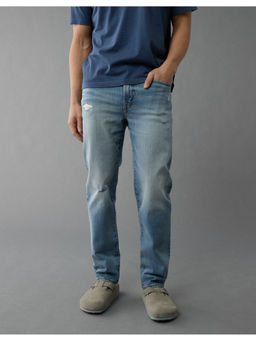 American Eagle - Men Blue Easyflex Tencel Fibers Ripped Slim Straight Jeans