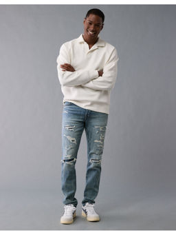 American Eagle - Men Blue Airflex Patched Athletic Skinny Jeans