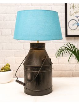 Homesake - Rustic Milk Can Table Lamp Turquoise Drum