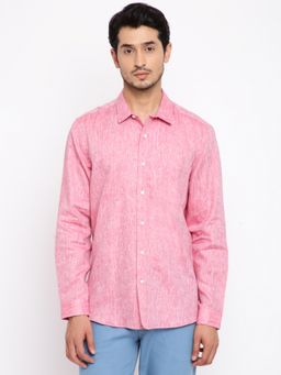 Fabindia - Linen Slim Fit Pink Casual Shirt