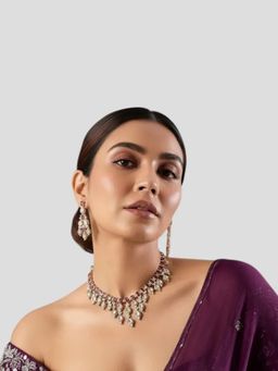 Auraa Trends - Bridal Kundan Multicolor Choker Necklace And Earrings