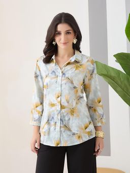 Latin Quarters - Women Grey Printed Casual Shirt