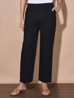 FFU - Women Black Full Length Solid Trousers