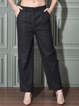 FFU - Women Black Pin Striped Straight Trousers