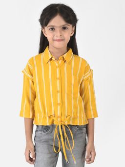 CRIMSOUNE CLUB - Girls Mustard Shirt With Tie-up Detail
