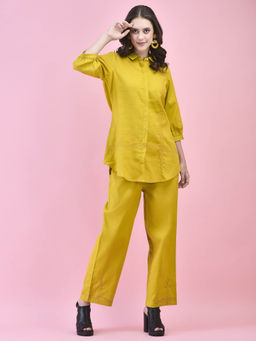 Shree - Women Cotton Mustard Solid Shirt and Pant (Set of 2)