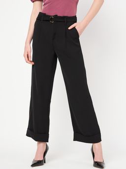 Madame - Solid Black Trouser with Belt (Set of 2)