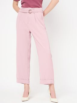 Madame - Solid Pink Trouser with Belt (Set of 2)