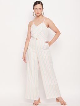Madame - Stripe Off White Jump Suit