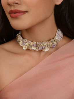 House of D'oro - Akebia Quinata Cluster Bead Choker Set With Shell