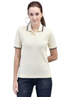 WOODLAND - Womens Yellow Solid Polo Neck T-Shirt