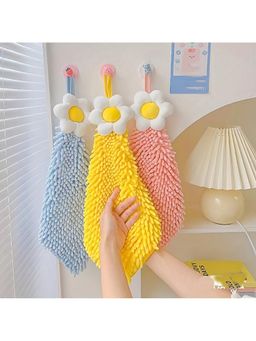 House of Quirk - Multicolor Hand Towels with Hanging Loop Soft Flower Design Hanging Towels