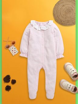 Nino Bambino - Pink Organic Cotton Full Sleeves Romper for Kids