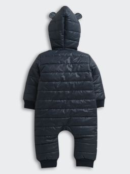 Nino Bambino - Navy Blue Puffer Full Sleeves Hoodie Romper for Kids