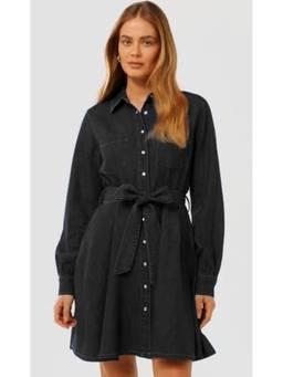Tripursundari Fashion - Women’s Black Denim Shirt Casual Knee Length Dress
