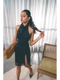 COLOR CAPITAL - Halter Camisole Black Mini Dress