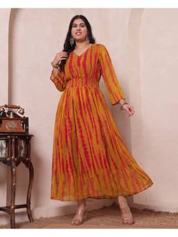 Deebaco - Multicolor Tie-Dye Printed Women Plus Size Maxi Dress