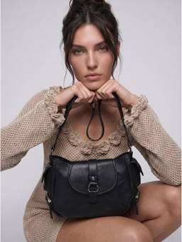ABELARDO DE MODA - Roselle Black Leather Stachel with Side Pockets
