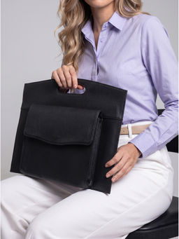 ABELARDO DE MODA - Donella Genuine Black Leather Handcrafted Laptop Bag