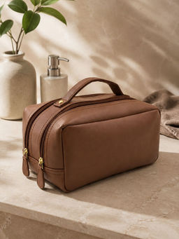 Yelloe - Tan Unisex Travel Toiletry Vanity Bag