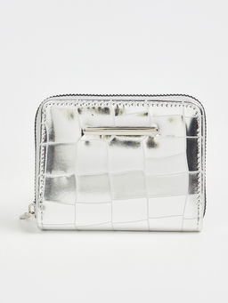 max - Women Metallic Embossed Zip-Around Wallet