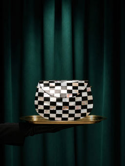 Haute Sauce - The Checker Luxe Clutch - Mono Black