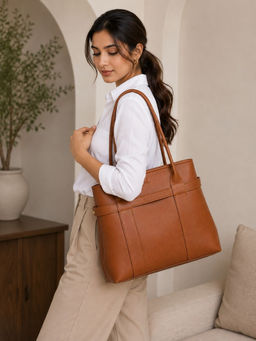 Yelloe - Tan Expandable Tote Bag