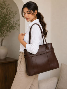 Yelloe - Brown Expandable Tote Bag